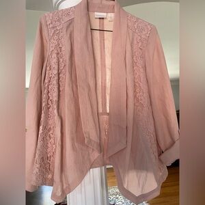 Chico pink Cardigan with lace detailing. Made of cotton , Rayon, Naylon size 1